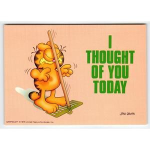 Vintage Garfield Postcard "I Thought Of You Today" Rake Headache Unused 1978